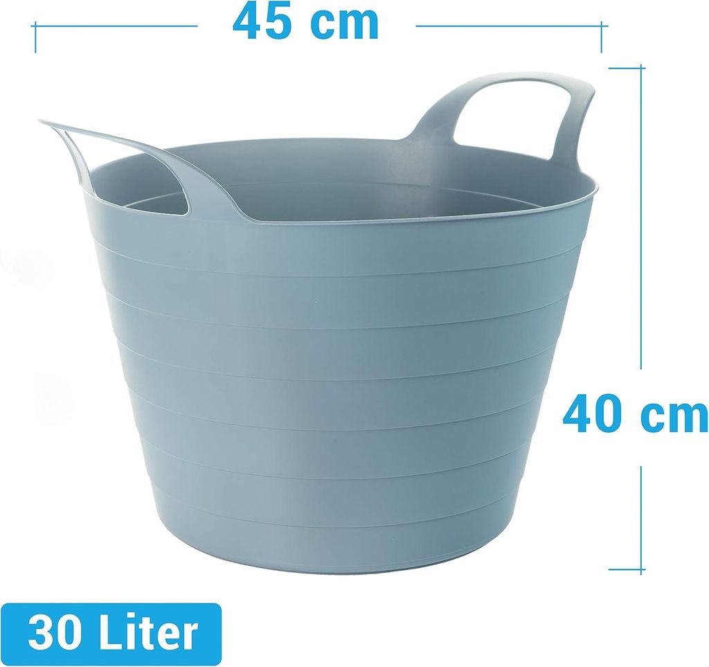 3-teilige Set Kunststoff-Wäschekörbe - 30 Liter, flexibel und robust, perfekt für jeden Raum