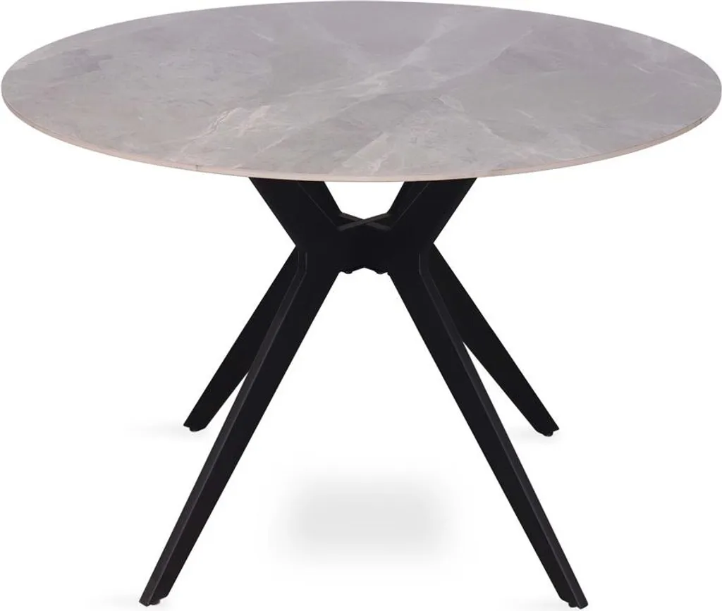 Table ronde Apollo grise stable et anti-rayures pour repas de famille