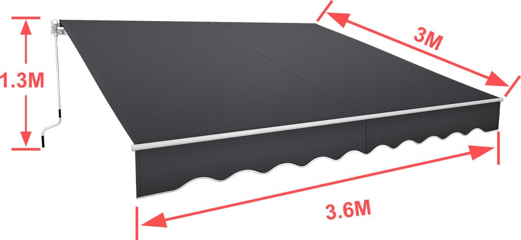 UISEBRT 360 X 300 cm markýza se sklopným ramenem hliníková Obrázek produktu 