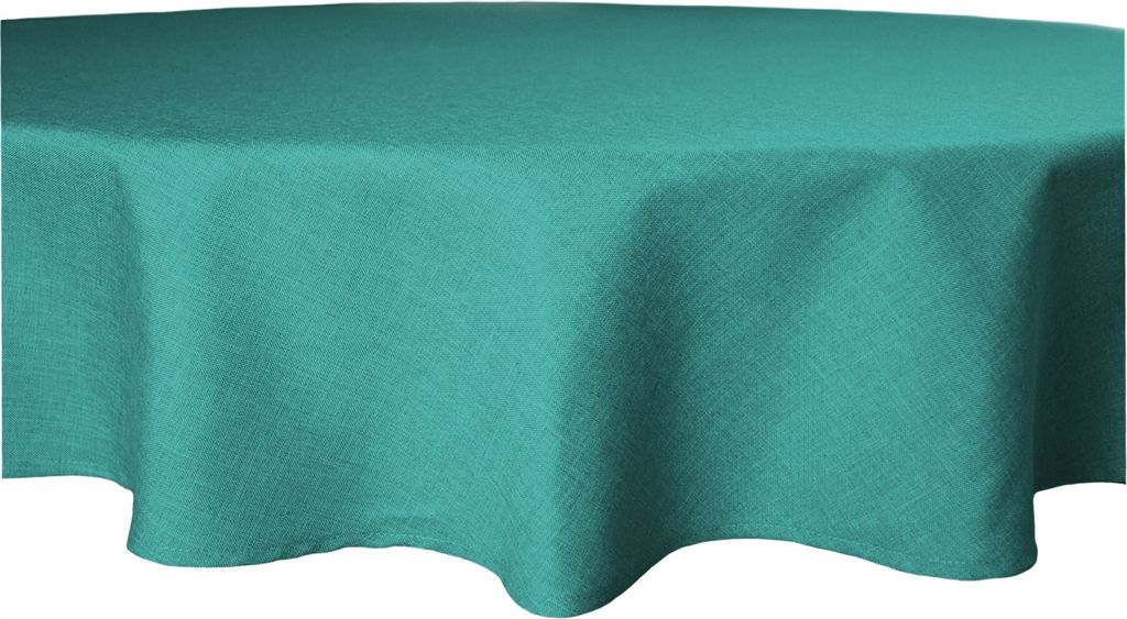 Tischdecke rund 160 cm petrol Leinenoptik Lotuseffekt Tischwäsche Wasserabweisend
