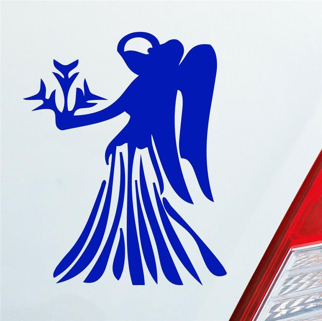 Auto Aufkleber Sternzeichen Jungfrau Tier Motorrad KFZ Roller 10x8 cm Dunkelblau Sticker Heckscheibenaufkleber