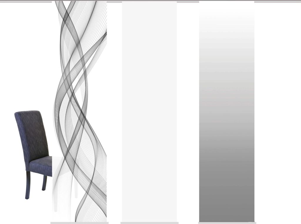 Schiebegardine FERROL Grau/Multicolor, 245x60cm, Zubehör, blickdicht