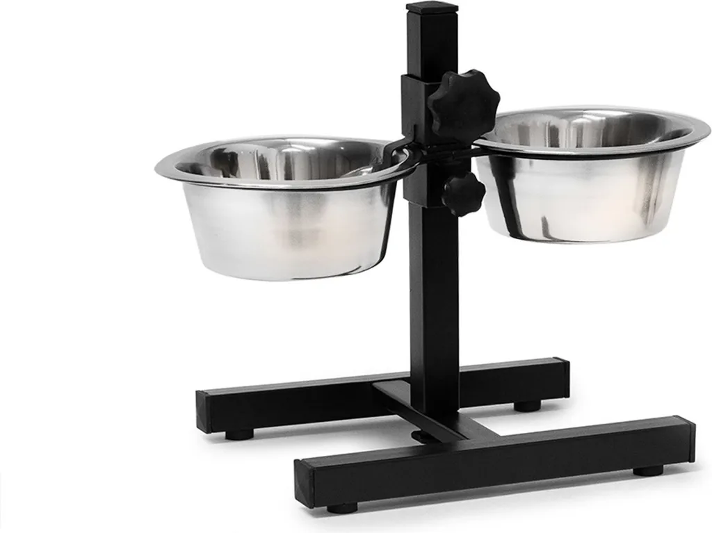 Relaxdays Ciotole Rialzate Cani e Gatti Argento 36x21x27cm Ergonomiche