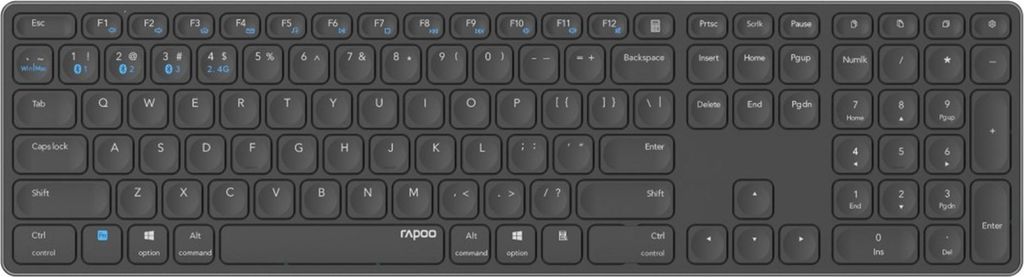 Rapoo Multi-Mode-Tastatur E9800M, kabellos, QWERTZ, Grau Produktbild 
