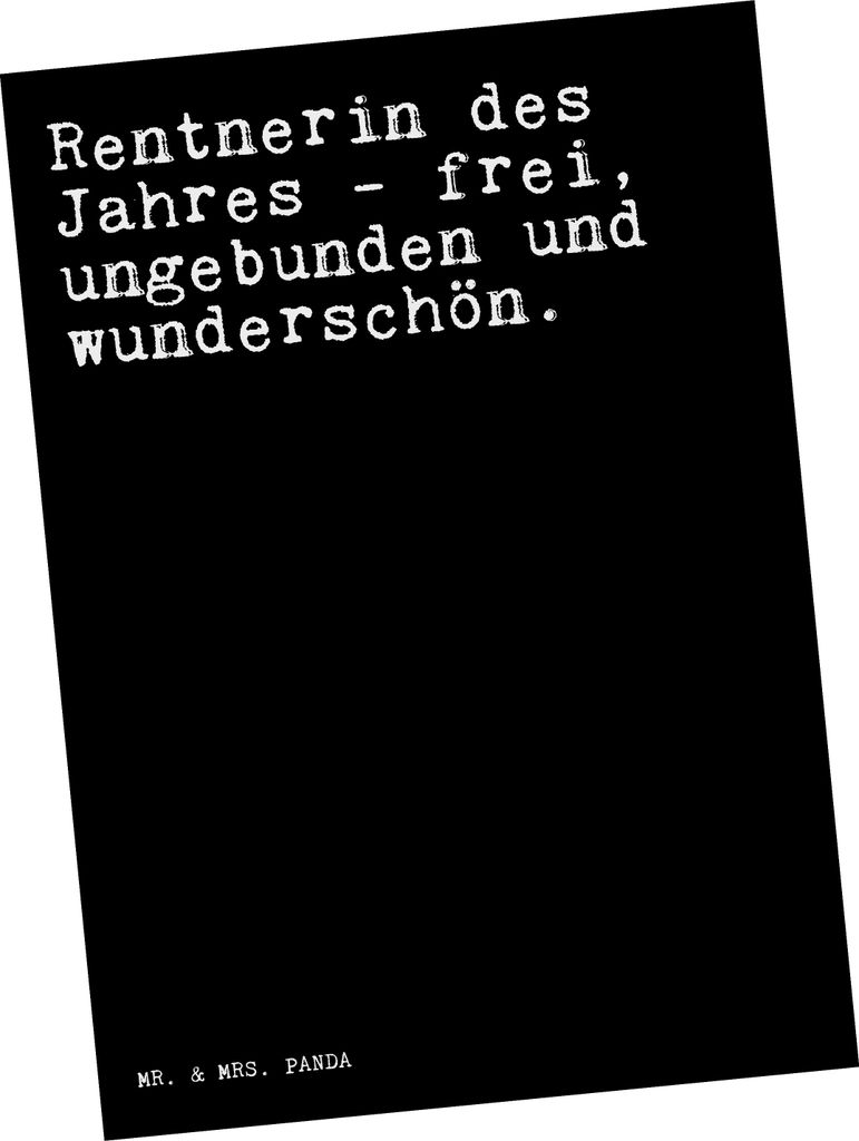 Mr. & Mrs. Panda Postkarte Rentnerin des Jahres -... - Schwarz - Geschenk, Fotokarte, Sprüche, Grußkarte, Spruch Weisheiten Zitate Lustig Weishei...
