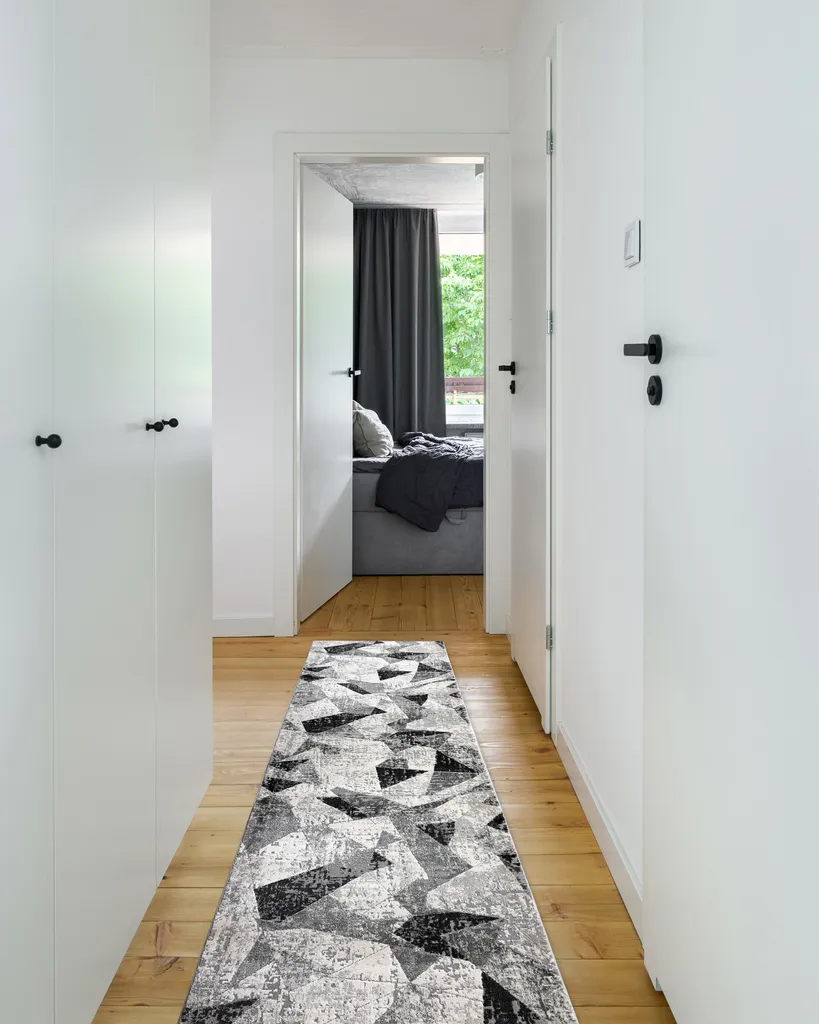 Tapis de marche escalier 60x190 cm TULS gris anthracite géométrique - 3