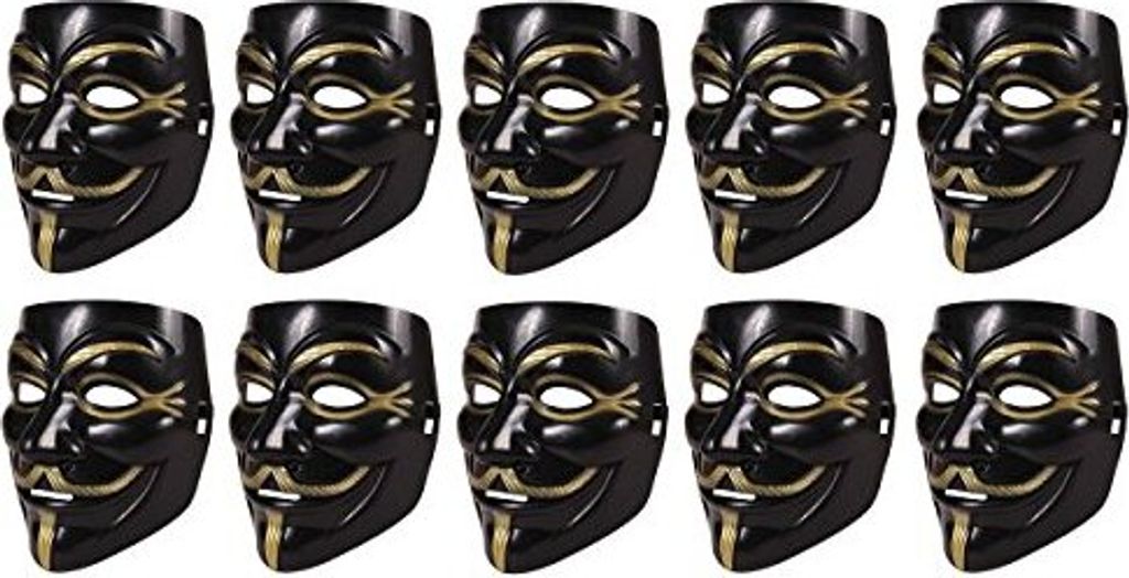 10 Stück Set V wie Vendetta Maske Guy Fawkes Halloween Produktbild 