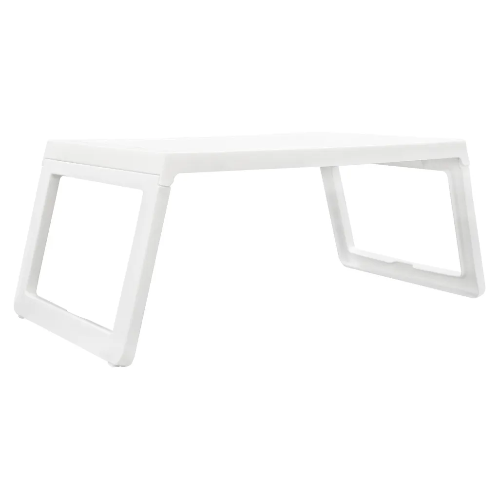 Lot de 4 Tablettes de Lit Blanches avec Pieds Pliables pour Service