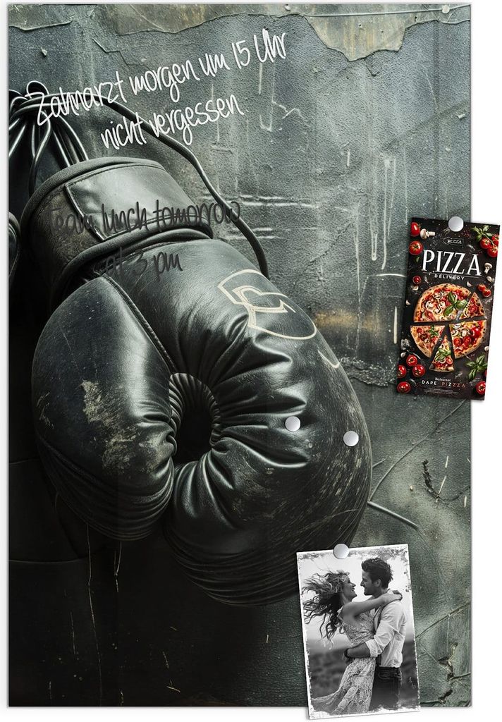 Magnettafel 60x90cm Pinnwand Whiteboard beschreibbar - Boxhandschuhe Vintage