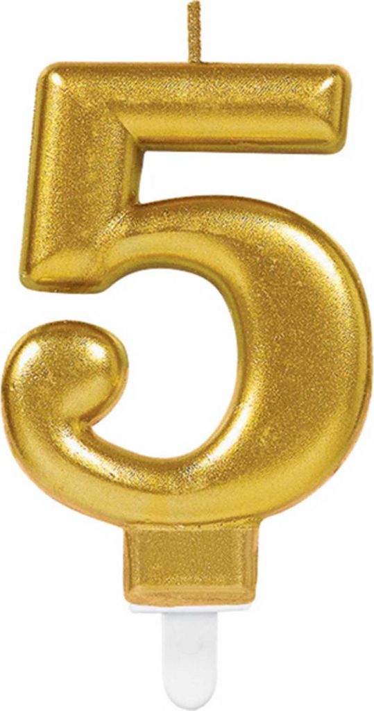"Starlight Birthday" Zahlenkerze 9,3cm | Gold Zahl: 5