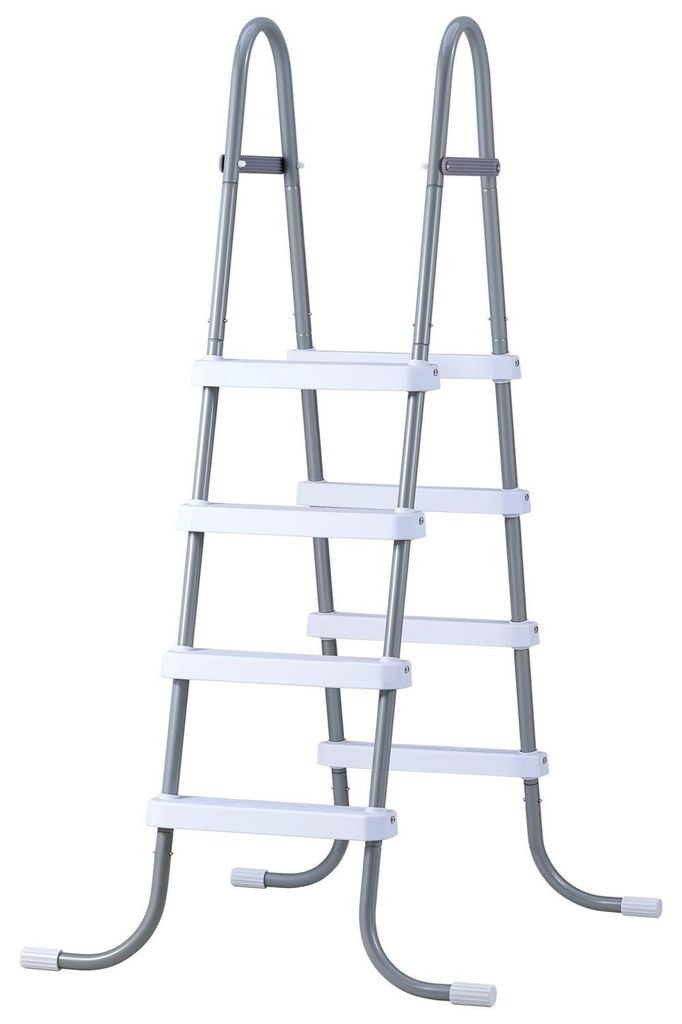 Leiter für Aufstellpools, 4-stufige Stahl-A-Rahmen-Treppe für 121,9 cm hohe Beckenwände, Belastbarkeit 136 kg, Ein- und Ausstiegsstufen mit sich...