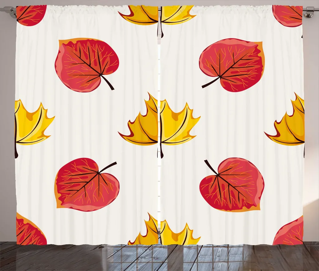 ABAKUHAUS Rideau Rustique Feuilles d'Automne avec Crochets 280x225 cm