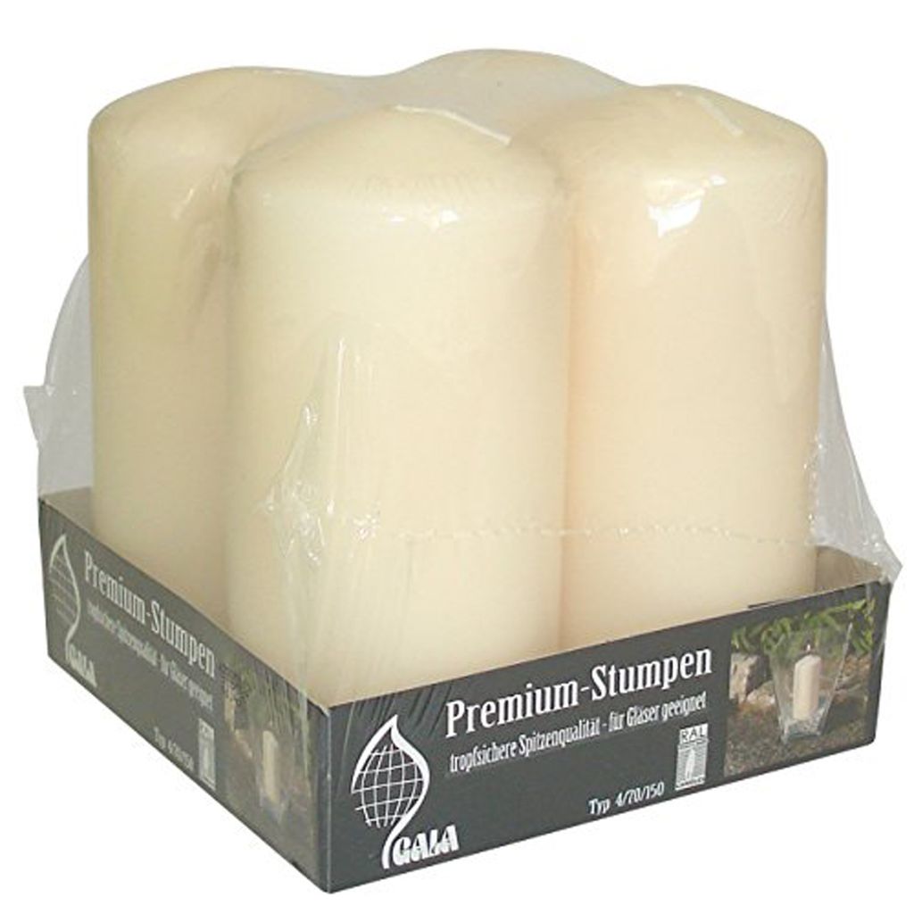 Stumpenkerze Wiedemann Elfenbein 150x70mm RAL Qualität 4 Stück
