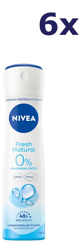 6x Nivea Deodorant Spray - Fresh Natural 150 ml Produktbild 