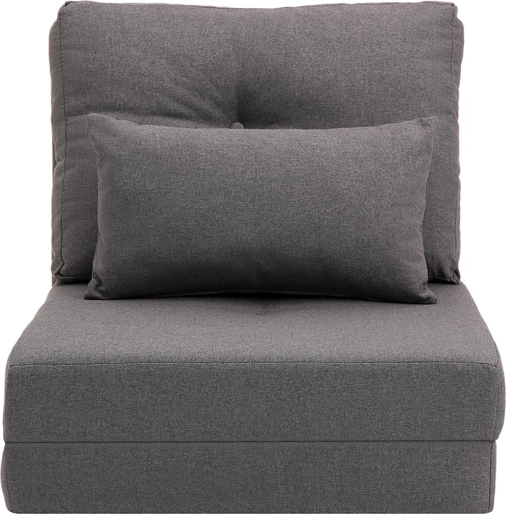 Bodensessel Klappmatratze Schlafmatte, 2-in-1-Design, abnehmbares Kissen, 60 x 80 x 56 cm, Dunkelgrau