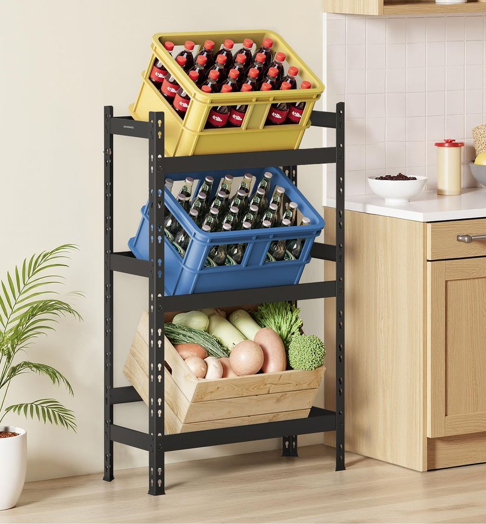 SONGMICS Getränkeregal, 3 Ebenen, jede Ebene bis 30 kg belastbar, Stahl