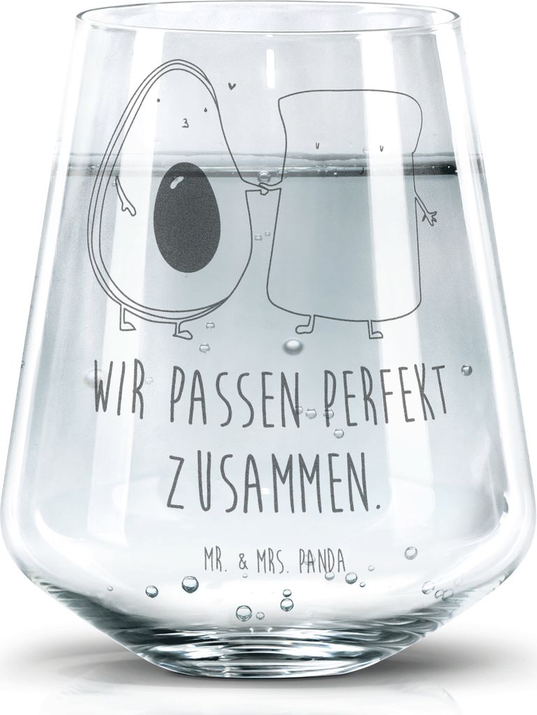 Mr. & Mrs. Panda Glas Avocado Toast - Transparent - Geschenk, Liebe, Wasserglas, Tumbler, Toastbrot, Trinkglas, Wasserbecher, Hochzeit, Becherglas,...