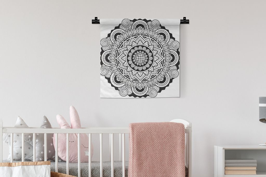 MuchoWow Wandteppich Wandbehang Mandala verschnörkelt 60x60 cm Tapisserie Dekoration Wandtuch - Dekorationen - Wand Decke