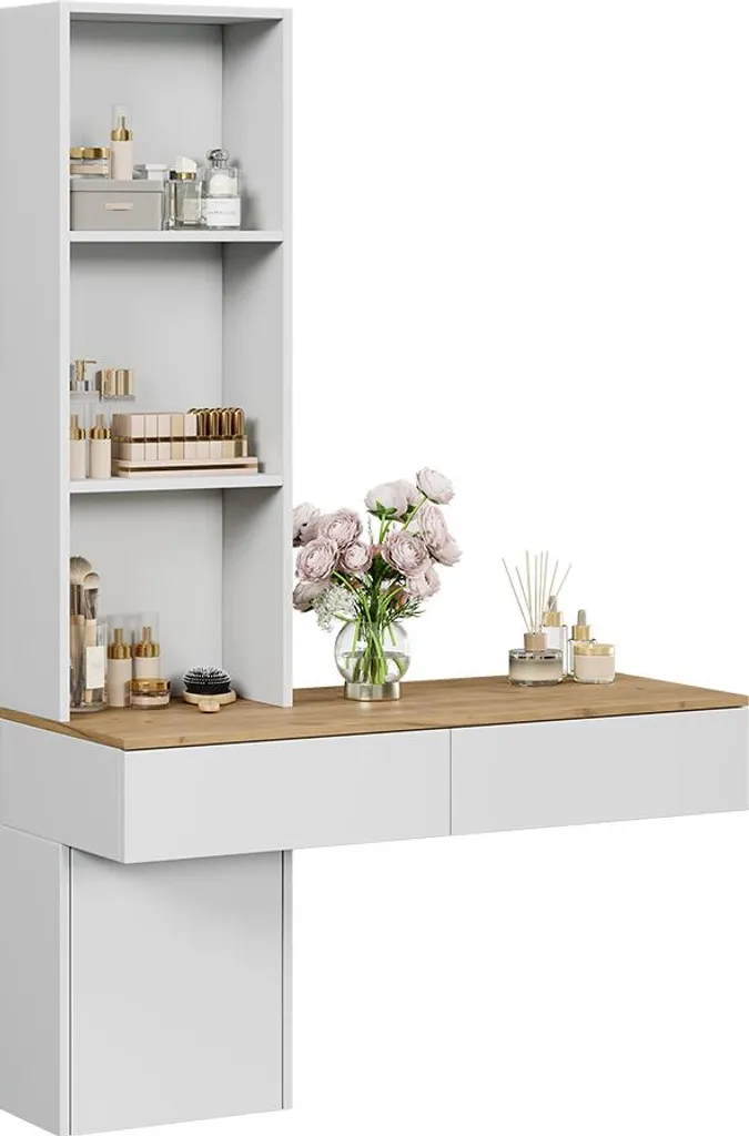 Coiffeuse Vicco Melora 100cm : créer un coin beauté blanc et chêne