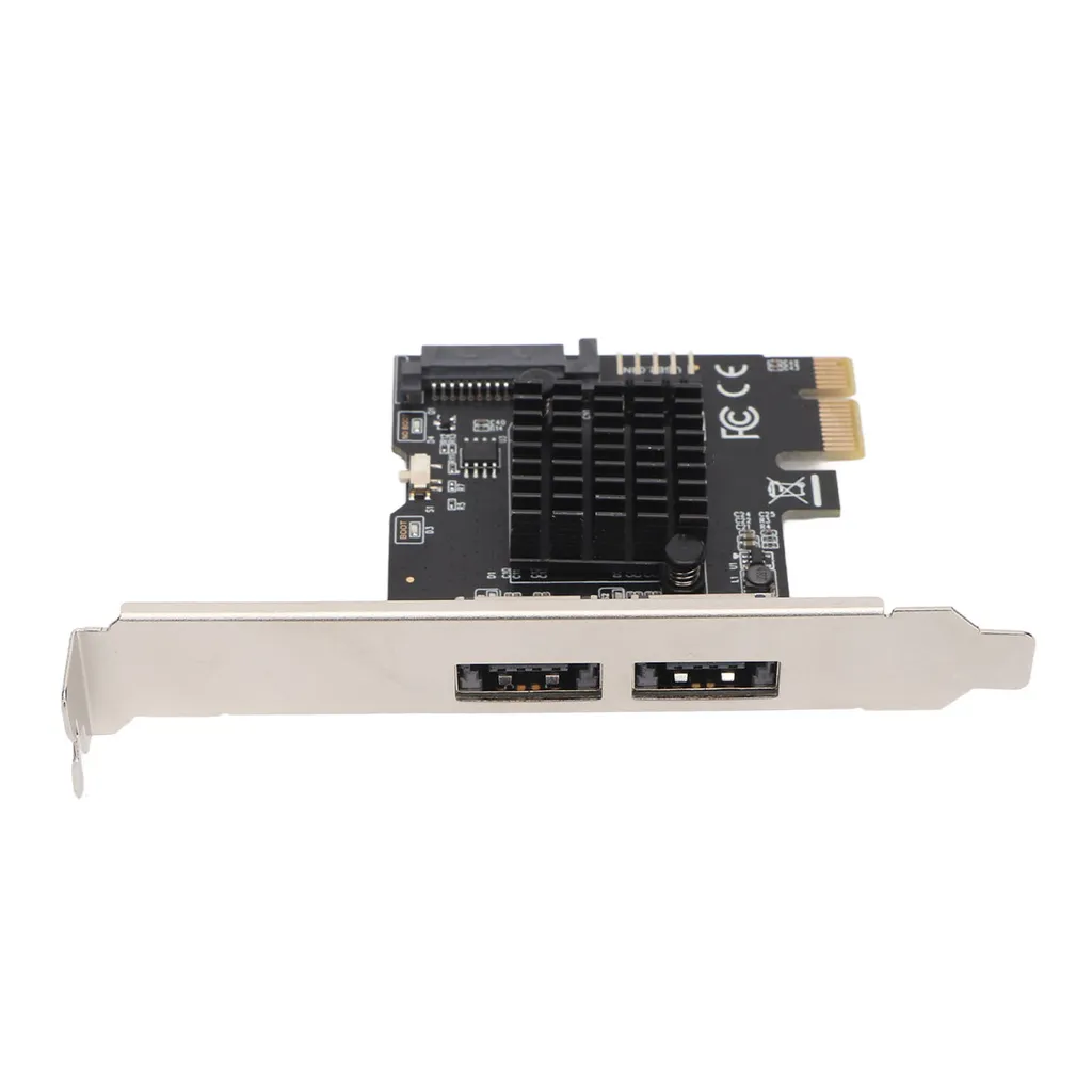 Scheda di espansione ESATA da PCIE a alimentazione, scheda di espansione SATA PCIE a 2 porte, scheda di espansione ESATA da PCIE 1X a 2 porte con alimentazione, scheda SATA PCI Express, scheda di espansione USB PCIE 1X, scheda adattatore ESATA3.0 6Gbps con alimentazione - 5