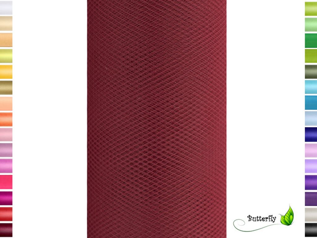 9m Rolle Tüll 15cm, Farbauswahl:weinrot / bordeaux 270