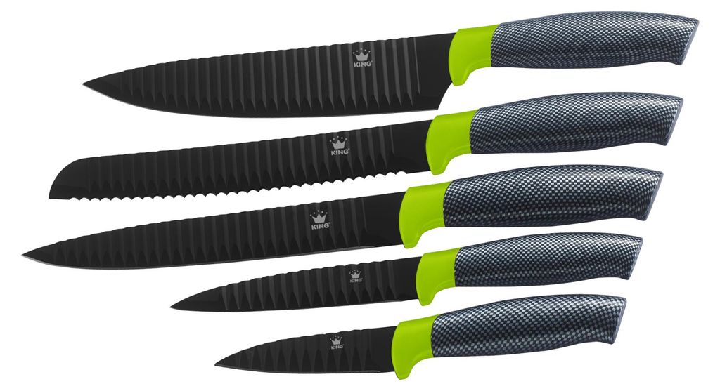5tlg. Messerset KING® CARBON GREEN LINE Edelstahl Produktbild 
