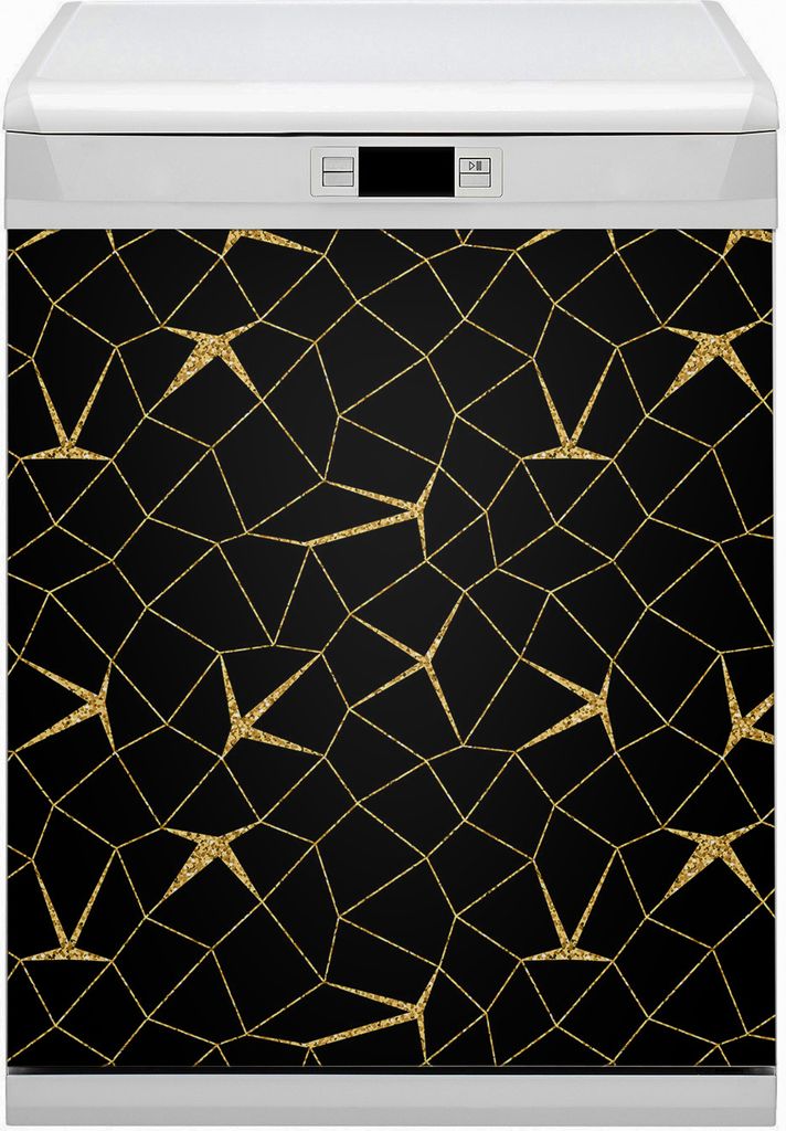 Magnet für Spülmaschine Abwaschbar 60x70 cm Magnet für Spülmaschine Magnetmatte Nachbildung - Mosaikgold und Schwarz