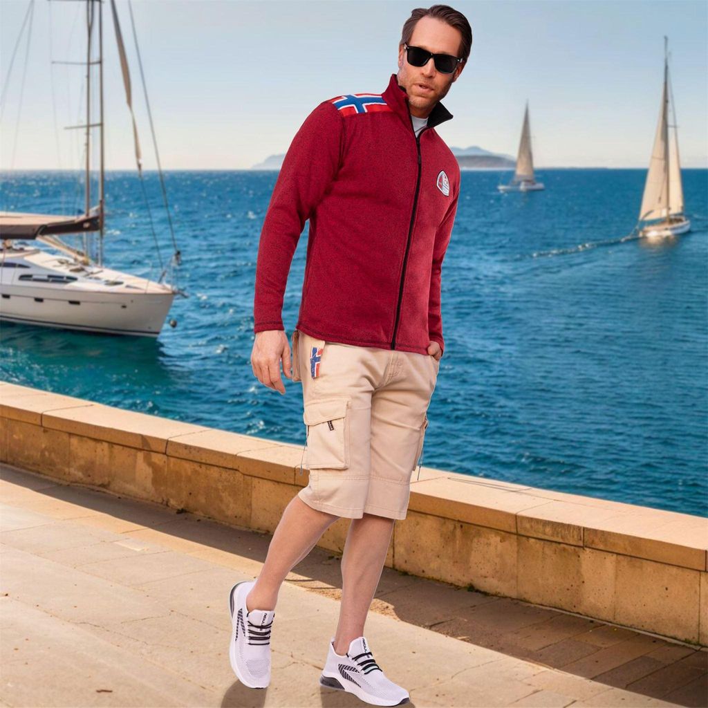 Nebulus Fleecejacke NORSKY Herren, warme Fleece Jacke, mit langem Full-Zip Reißverschluss, P4952 - Herren, rot meliert, XXL
