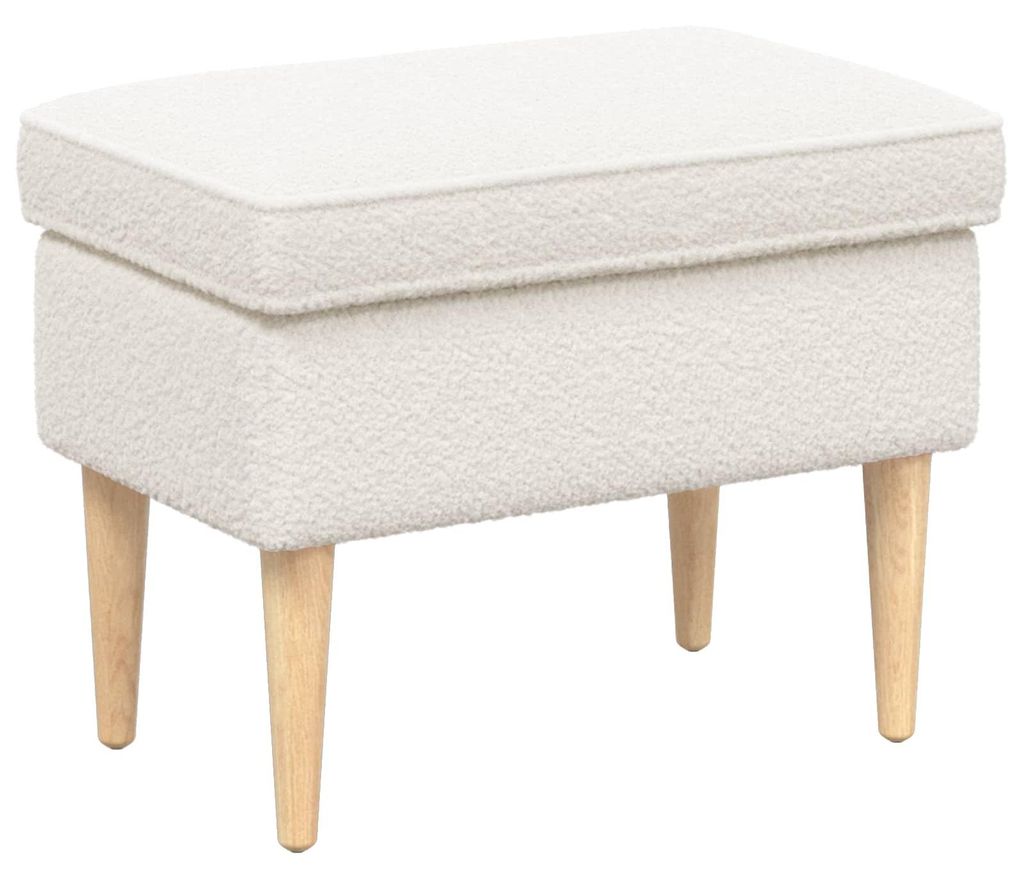 Möbel Hocker Creme 55 x 35 x 41 cm Bouclé - Hocker CC2196