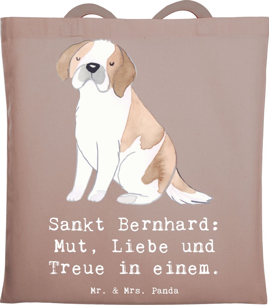 Mr. & Mrs. Panda Tote Bag Sankt Bernhard - Braun Pastell - Geschenk, genial, Hunderassen Vielfalt, Shopping Tasche, Saint Bernard, Rettungshund, Un...