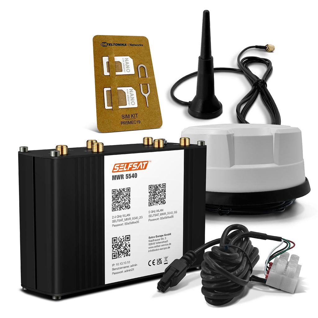 SELFSAT MWR 5540 5G Cat 12 WLAN Router bis 2,6 Gbps inkl. Panorama Antenne weiß