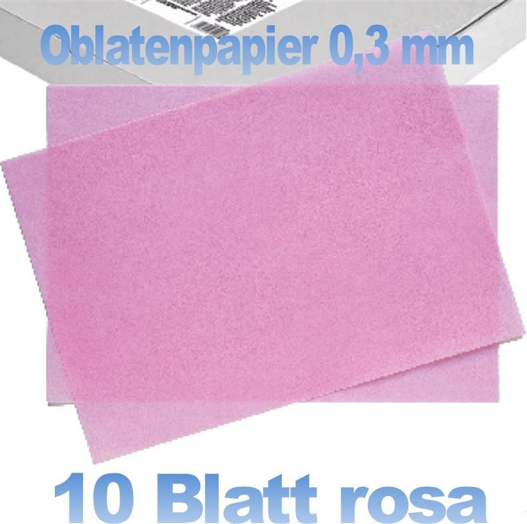 Oblatenpapier dünn baby rosa 0,3 mm 10 Blatt A4 von Decora - Wafer Paper Sonderabfüllung 62.5 g