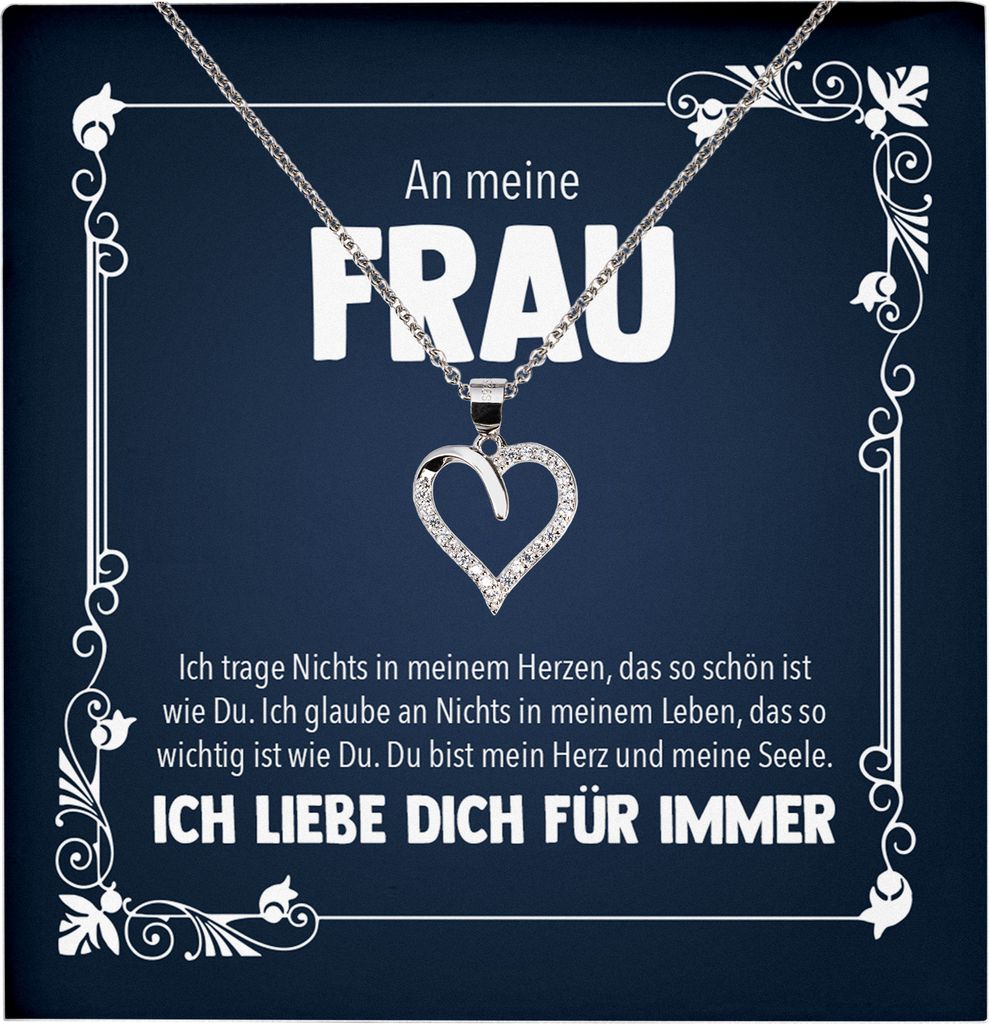 22Feels Echt Silber Halskette - Ehefrau Geschenk Frauen Schmuck Hochzeitstag Valentinstag Geburtstag - Herz Anhänger, Karte