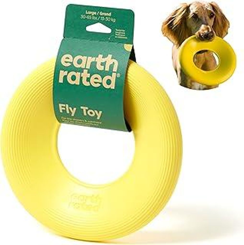 Earth Rated Fliegende Ring, EIN interaktives Frisbee für ausgewachsene Hunde und Welpen, versinkt im Wasser Nicht, groß, gelb