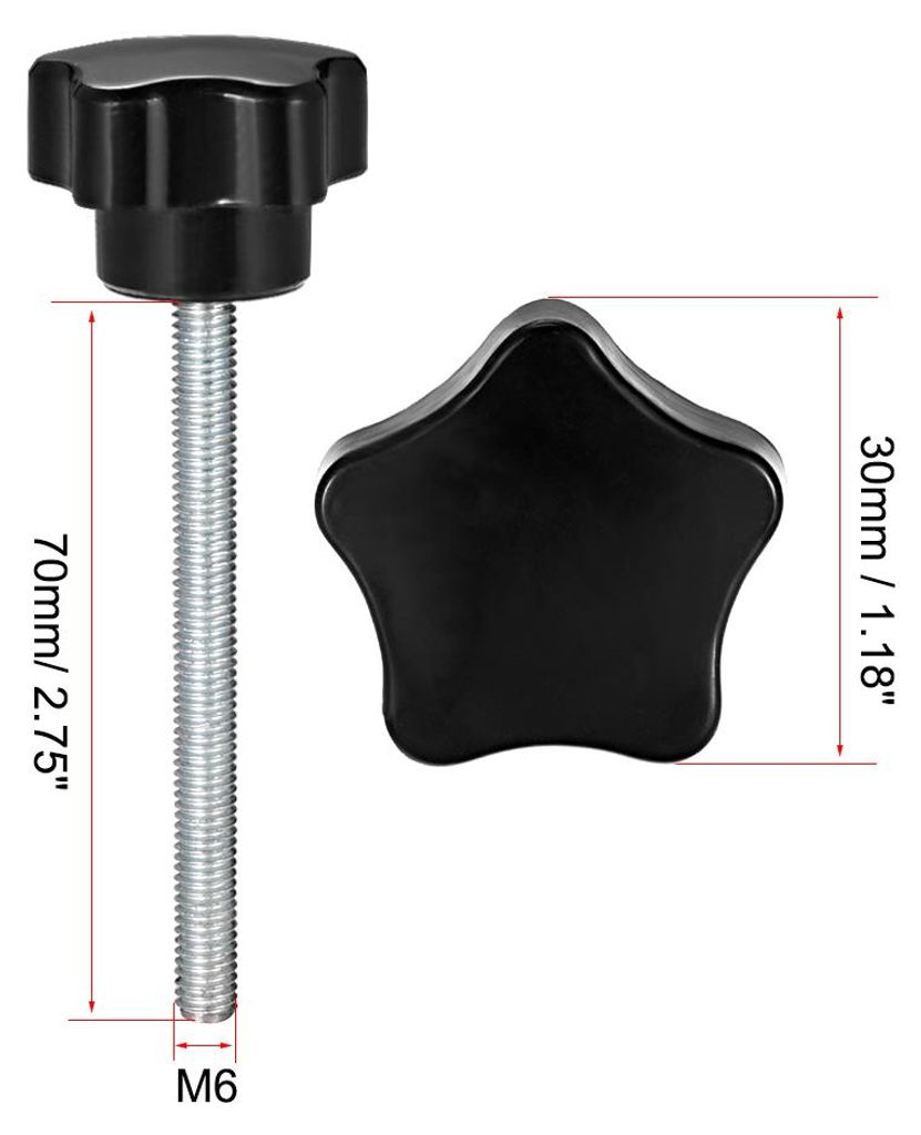 4 Stš¹ck Sterngriffschraube M6 x 70mm Schrauben mit Griff R?ndelschraube Flš¹gelschrauben Sternkopfschraube Sterngriffmutter 32mm Klemmknopf f...