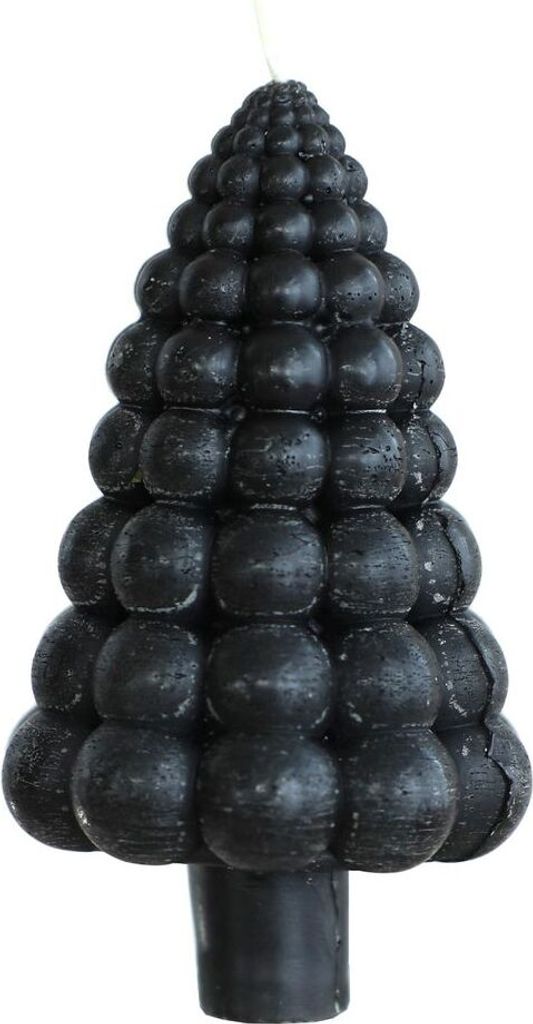 Tannenbaum-Kerze mit Kugeln, Packung mit 2 Stück, Höhe ca. 12cm, Durchmesser ca. 7cm, viele Farben erhältlich | Weihnachtskerze, Farbe:Schwarz