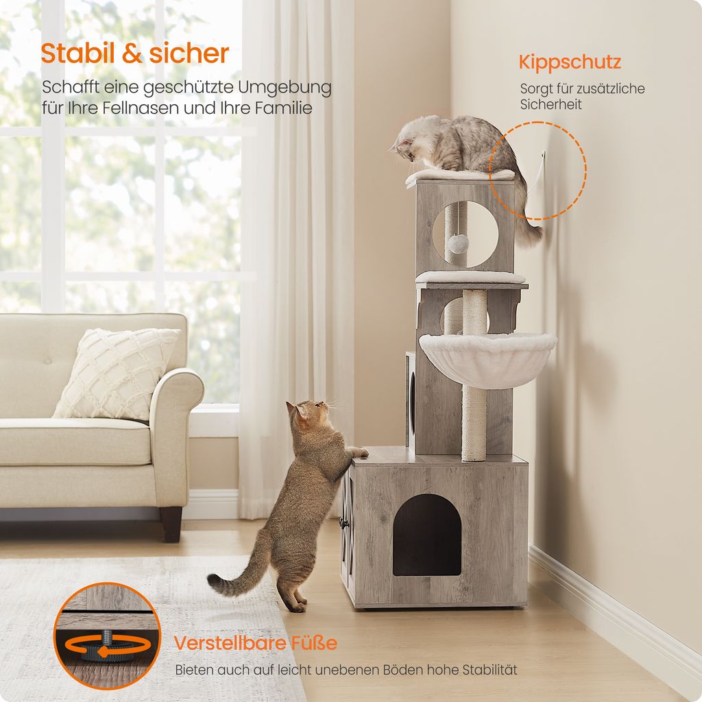 FEANDREA Kratzbaum, 2-in-1 mit Katzenklo, abnehmbaren, Produktbild 4