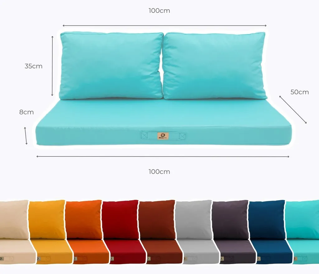 Coussin extérieur déhoussable 100x50cm résistant UV Bleu Caraïbes
