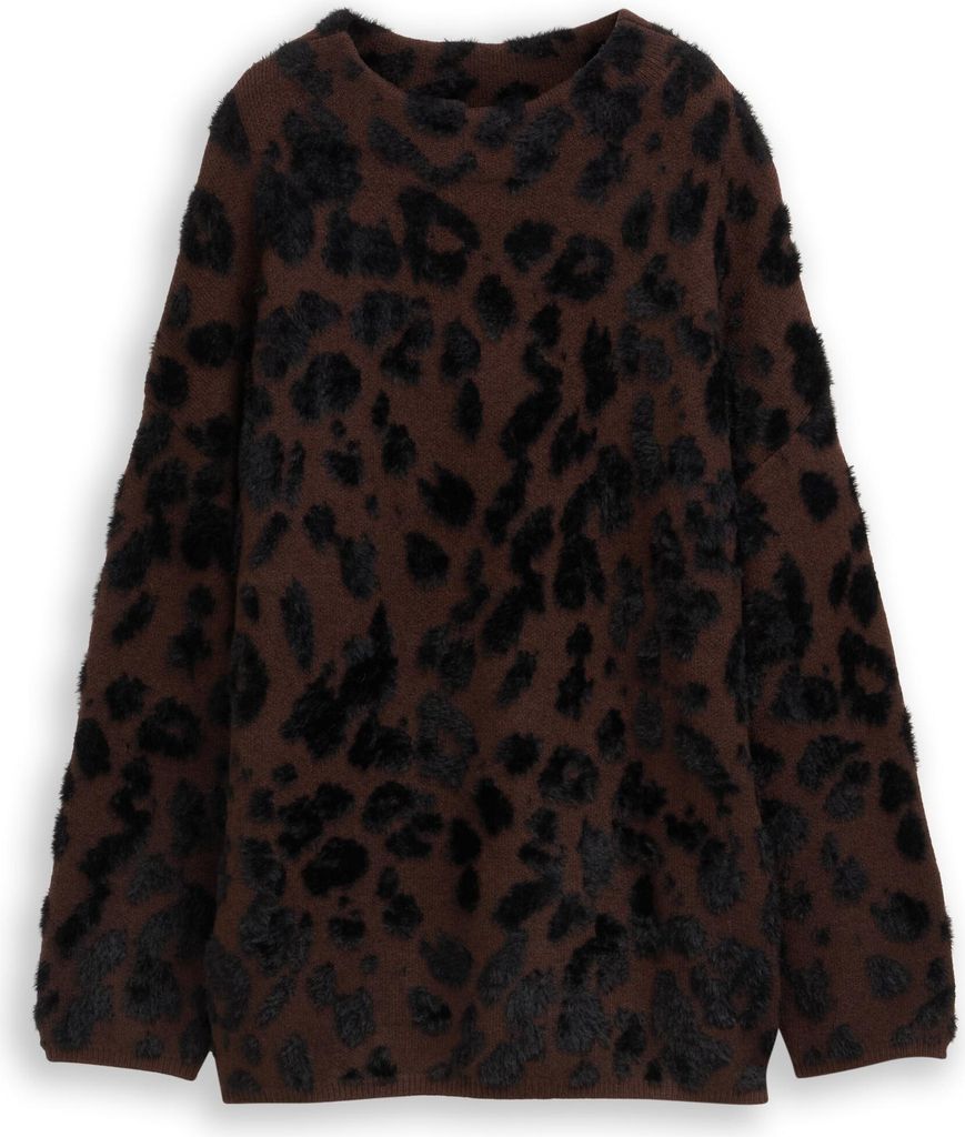 Oversize Strickpullover mit Leo-Muster