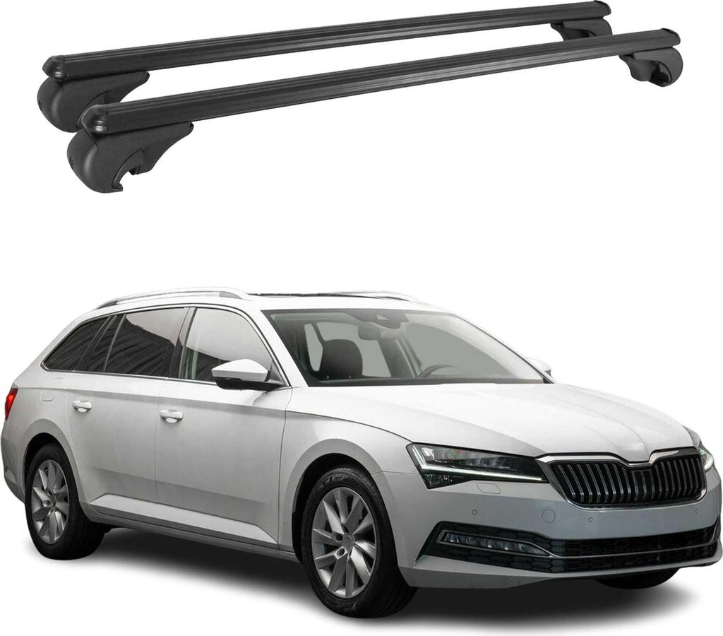 Dachträger Grundtäger für Skoda Superb mk3 Kombi 2015-2023 75kg Alu Schwarz 2x