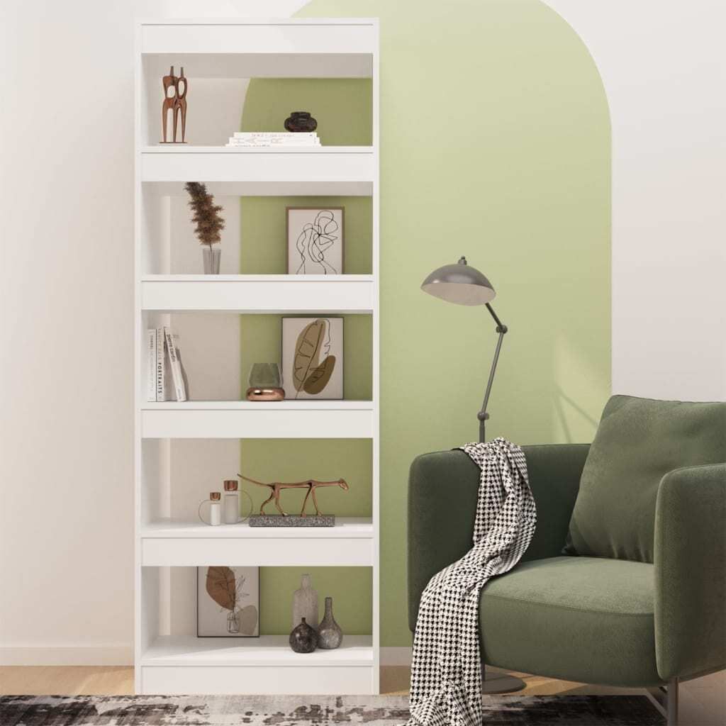 Eleganter Möbel Bücherregal/Raumteiler Weiß 60x30x166cm Holzwerkstoff - CJG476340 - Bücherregale