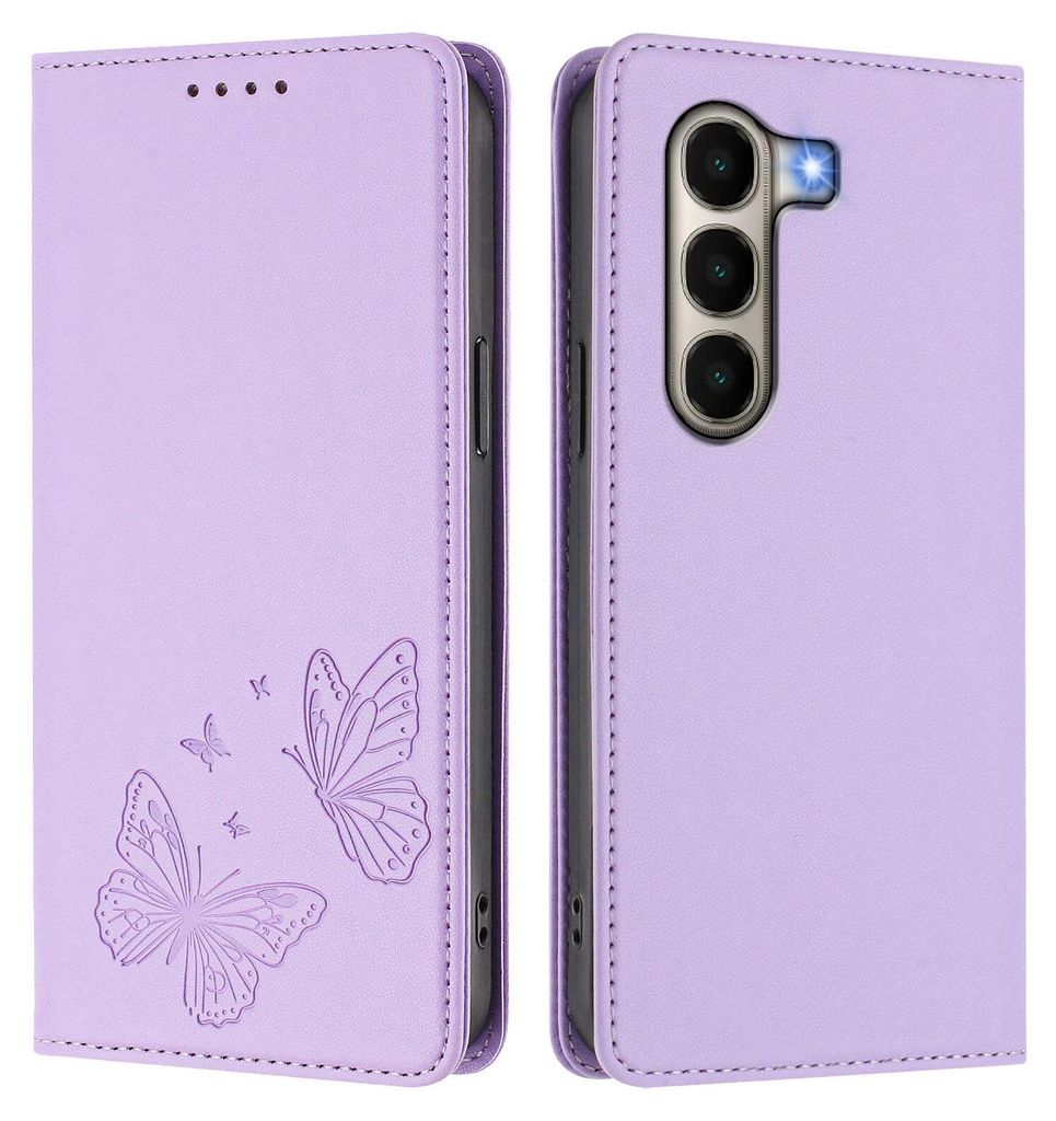 Lederhülle für itel A95, Schmetterling Prägung Leder Brieftasche Schutzhülle mit Ständer Violett