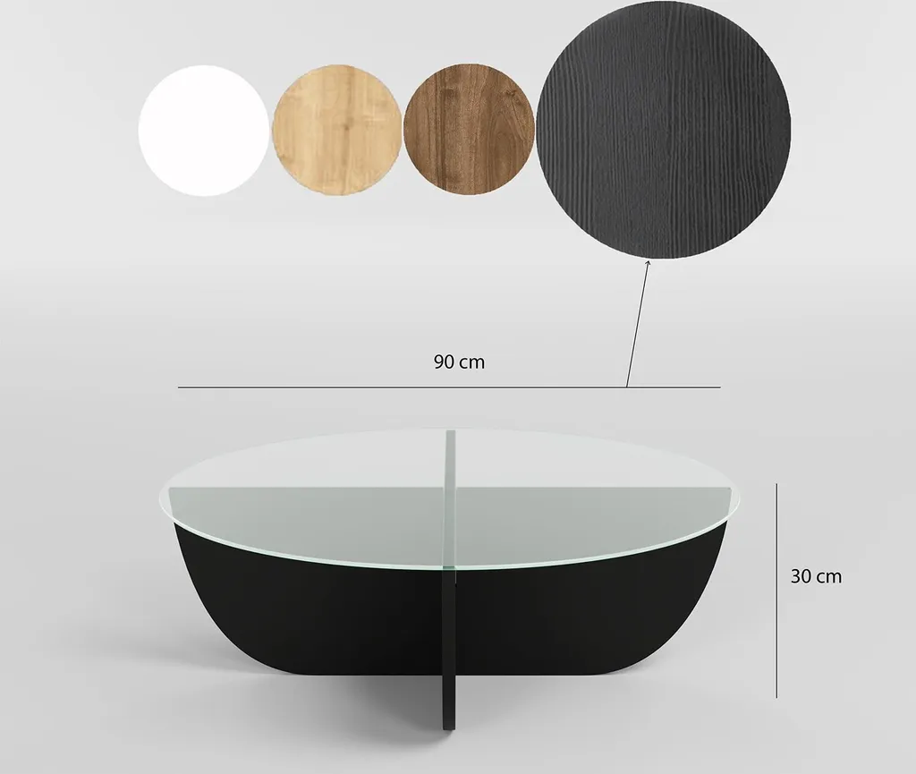 Table Basse Lily Noir en Verre 90 cm - Design Minimaliste Skye Decor
