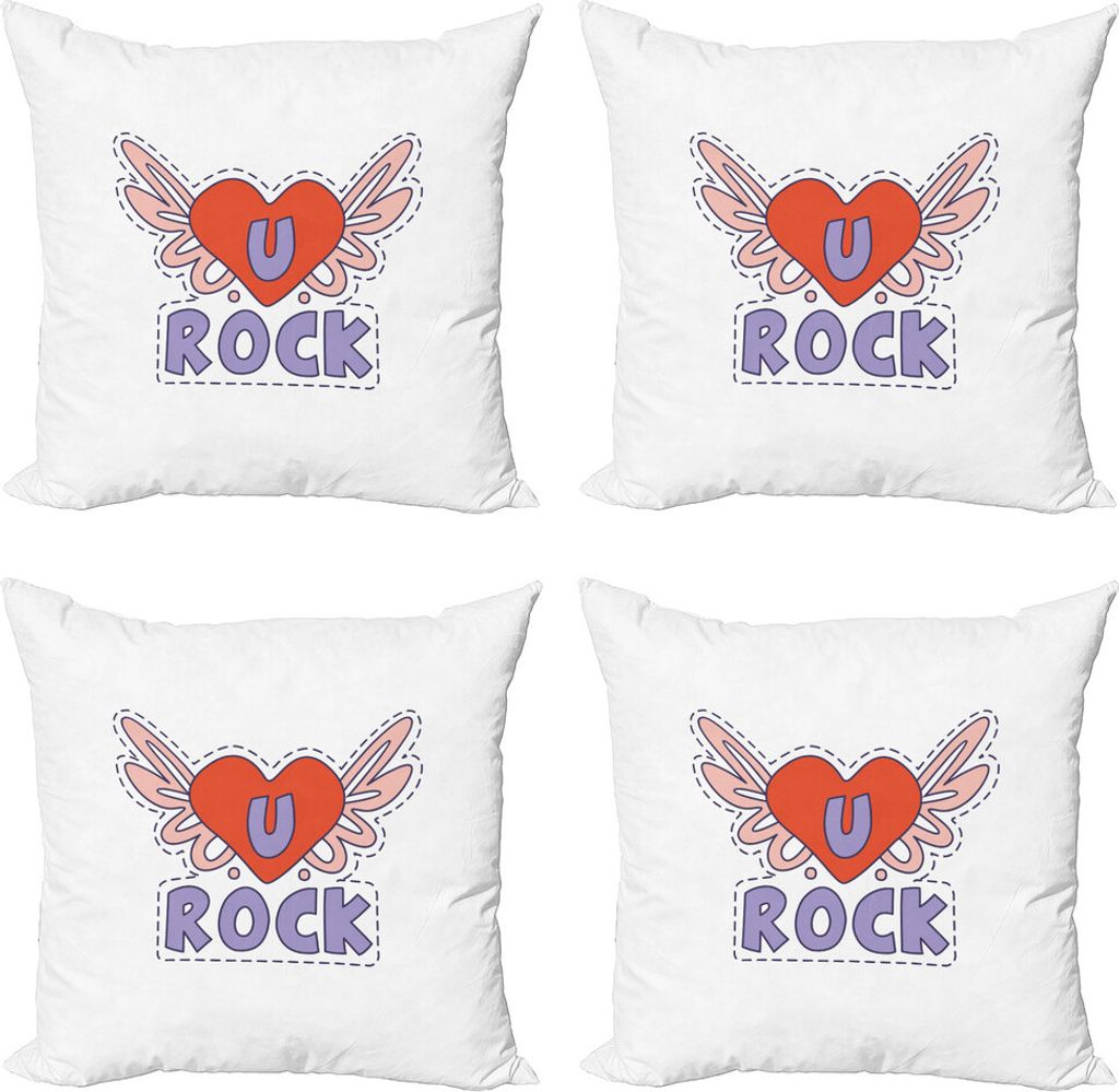 ABAKUHAUS Sie schaukeln Kissenbezug Set (4 Stück), Winged Herz-Motivation, Moderner Doppelseitiger Digitaldruck, 45 cm x 45 cm, Vermilion Lila