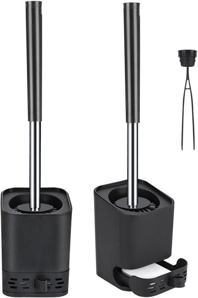 Toiletborstel Set 2er Silikon schwarz Bad