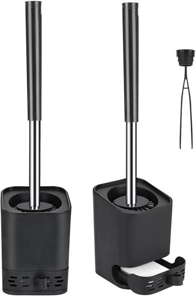 Lot de 2 brosses de toilettes en silicone noir entretien facile WC