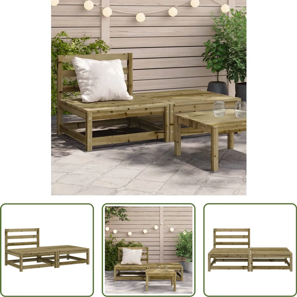 The Living Store Divano da giardino senza braccioli con sgabello Legno di pino impregnato