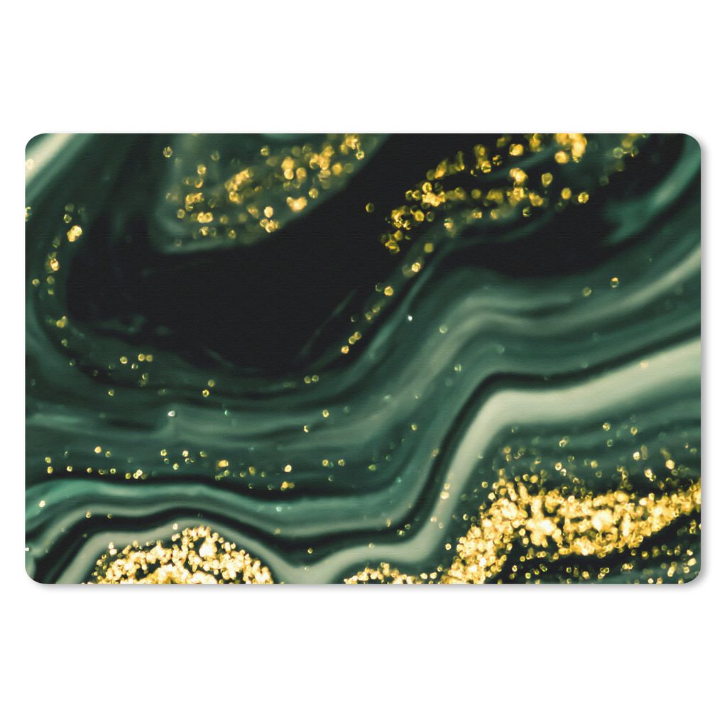 MuchoWow Schreibtischunterlage Marmor - Gold - Glitter - Grün - Marmoroptik - Luxus 60x40 cm - XXL Mauspad - Großes Mauspad