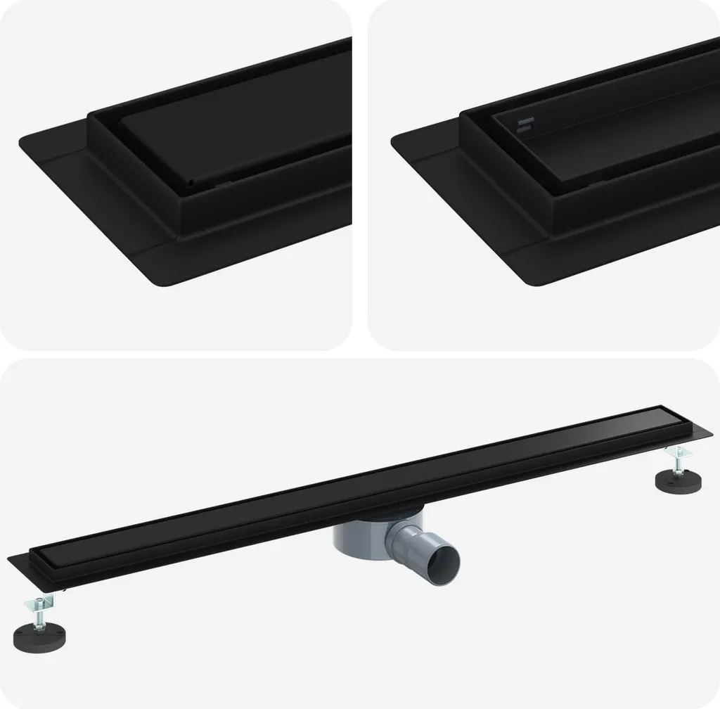 Scarico Doccia Lineare SYFAX 90cm Nero | Piletta Inox 304 Ispezionabile