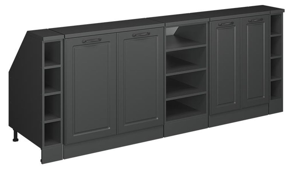 Dachschrägenschrank-Set Vicco Rion Anthrazit Landhaus 210 cm 5er Set Schrankkorpuss 60 cm Tiefe, Model 60453